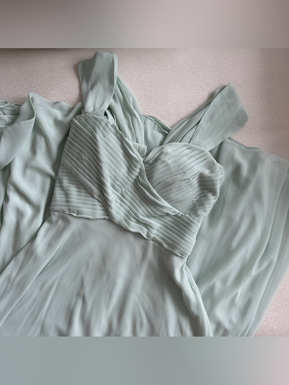 Petite XS Off-Shoulder Sage Green Evening Gown